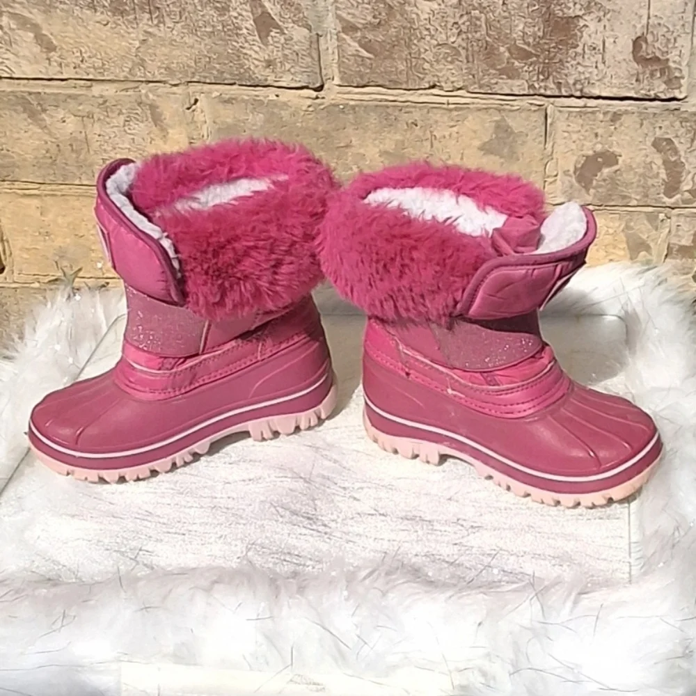 Nova Mountain Youth Pink Faux-Fur Sherpa Waterproof Winter Boots   Size 9 Kids